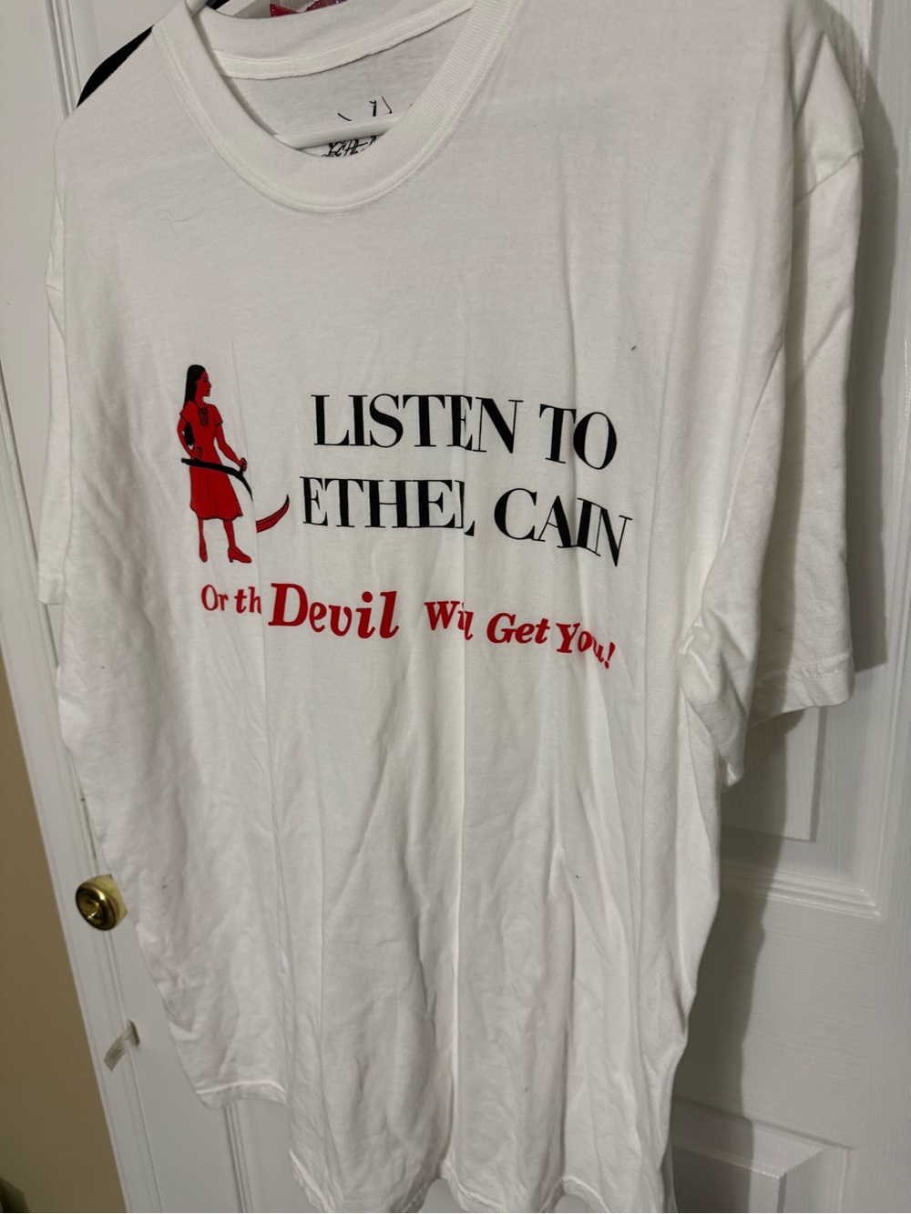 Authentic Ethel Cain merch listen to or the devil will get you white t shirt xl